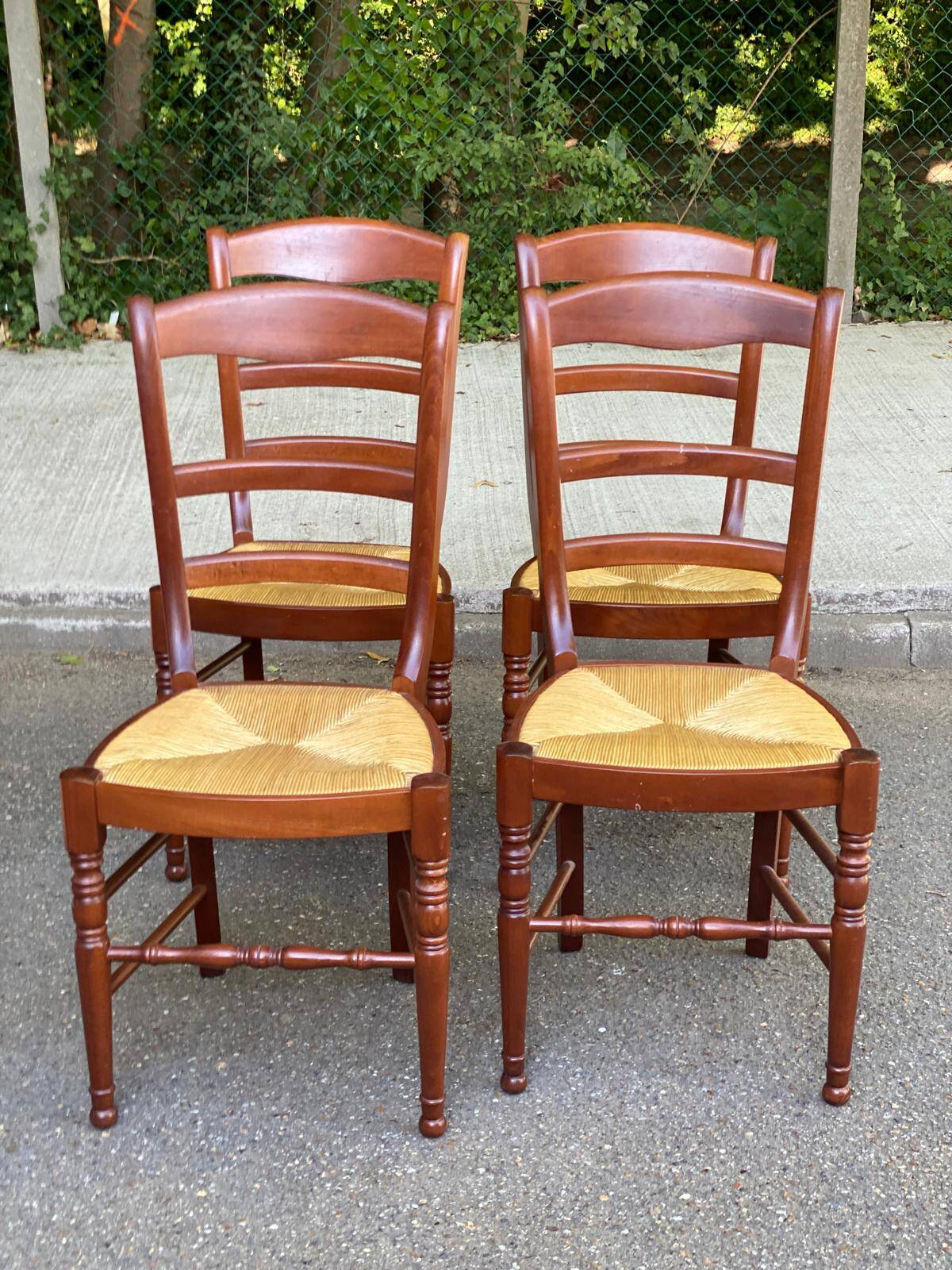 4 solid wood Louis Philippe chairs in dark cherry