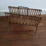 Metal magazine door and vintage rattan