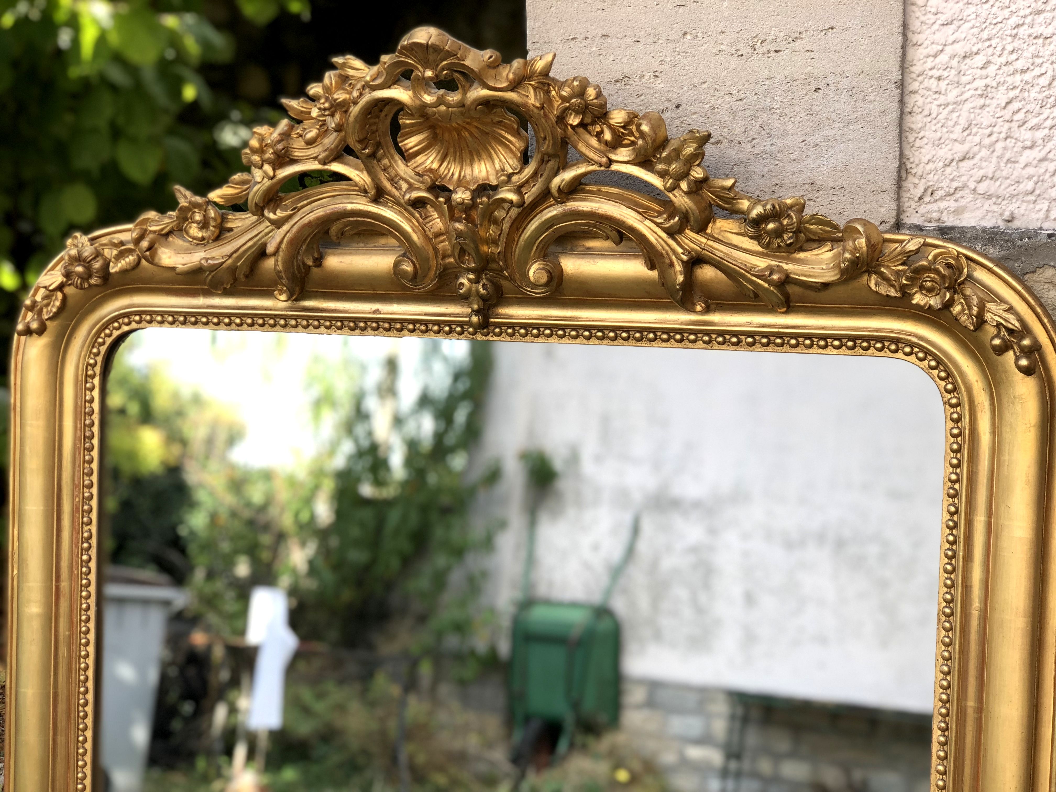 Mirror high 171 cm / 107 cm large mirror louis Philippe Golden has the sheet d gold