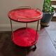 Aldo Tura bar cart, red goat leather, mid-century Italian / Hollywood Regency