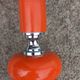 Designer lamp from the 70s in chrome metal and orange lacquered wood