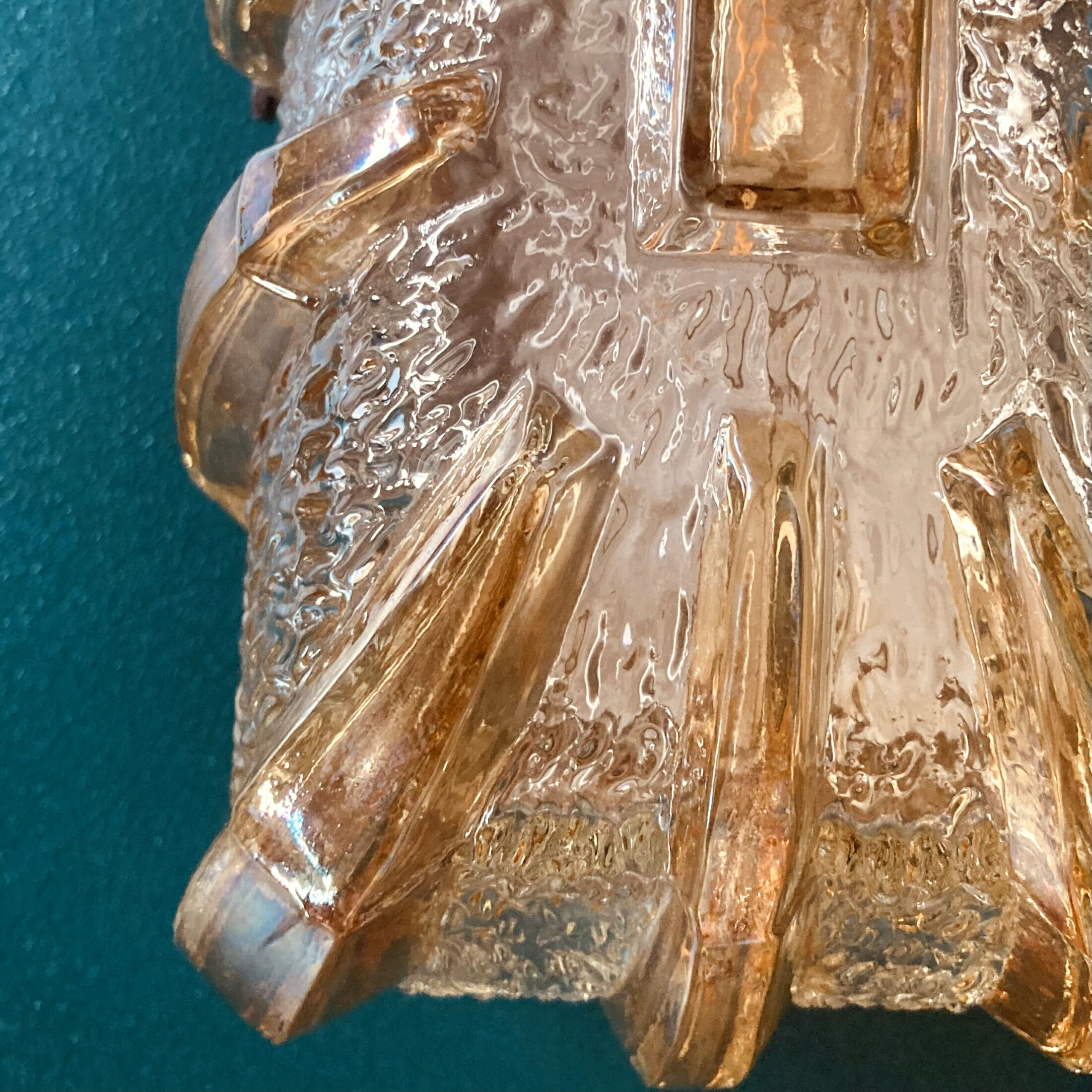 Wall lamp or ceiling lamp thick glass seventies vintage