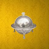 Antique silver-plated butter dish – made in England – butter bell / caviar pot