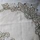 Antique linen tablecloth embroidery Richelieu scalloped linen centerpiece 128 cm