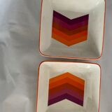 Lot of 2 bowls and 4 dishes or plates Gien model arrows 1970