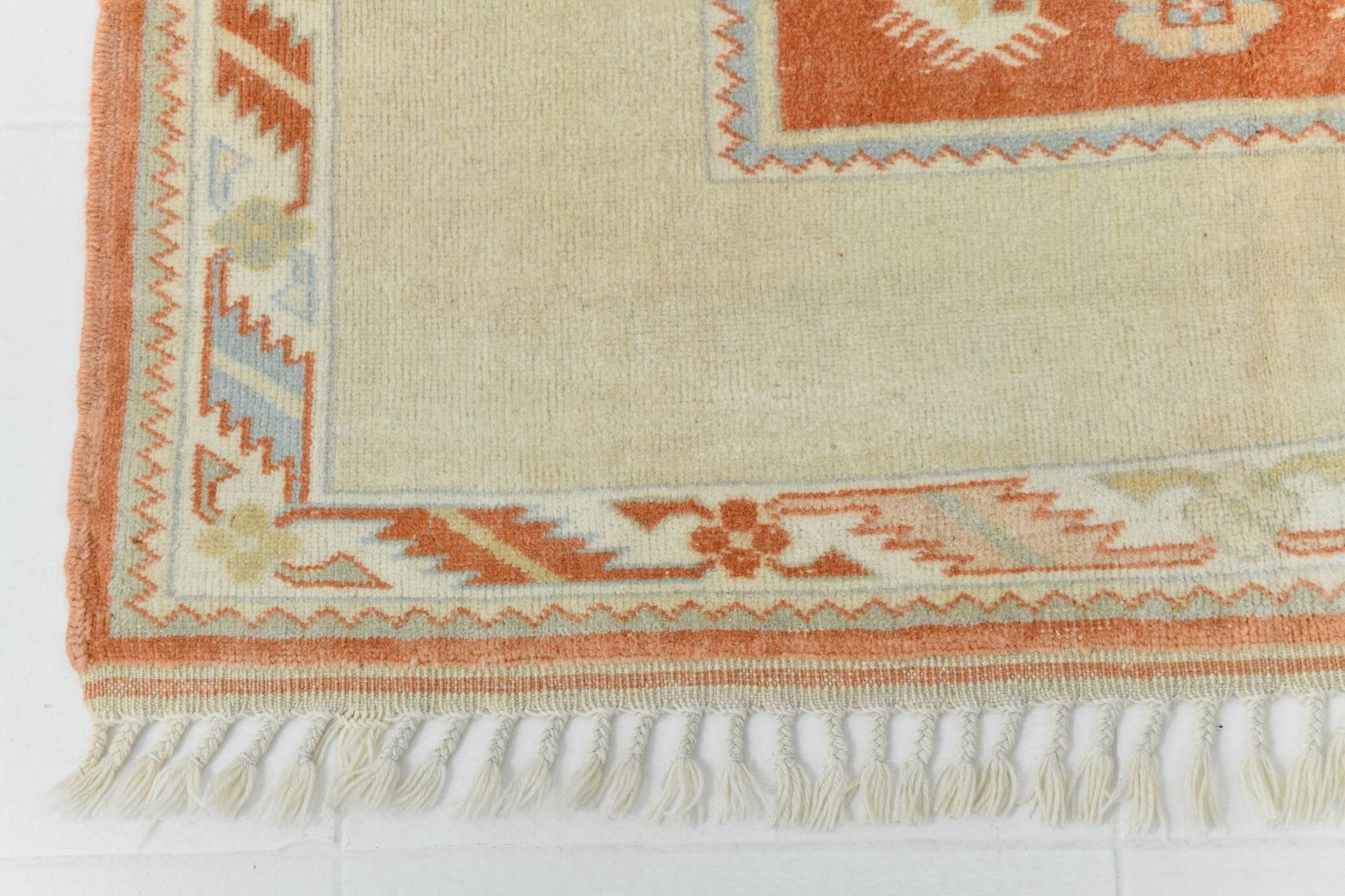 4x6 Oushak Light Blue & Beige Vintage Rug, 127x197Cm