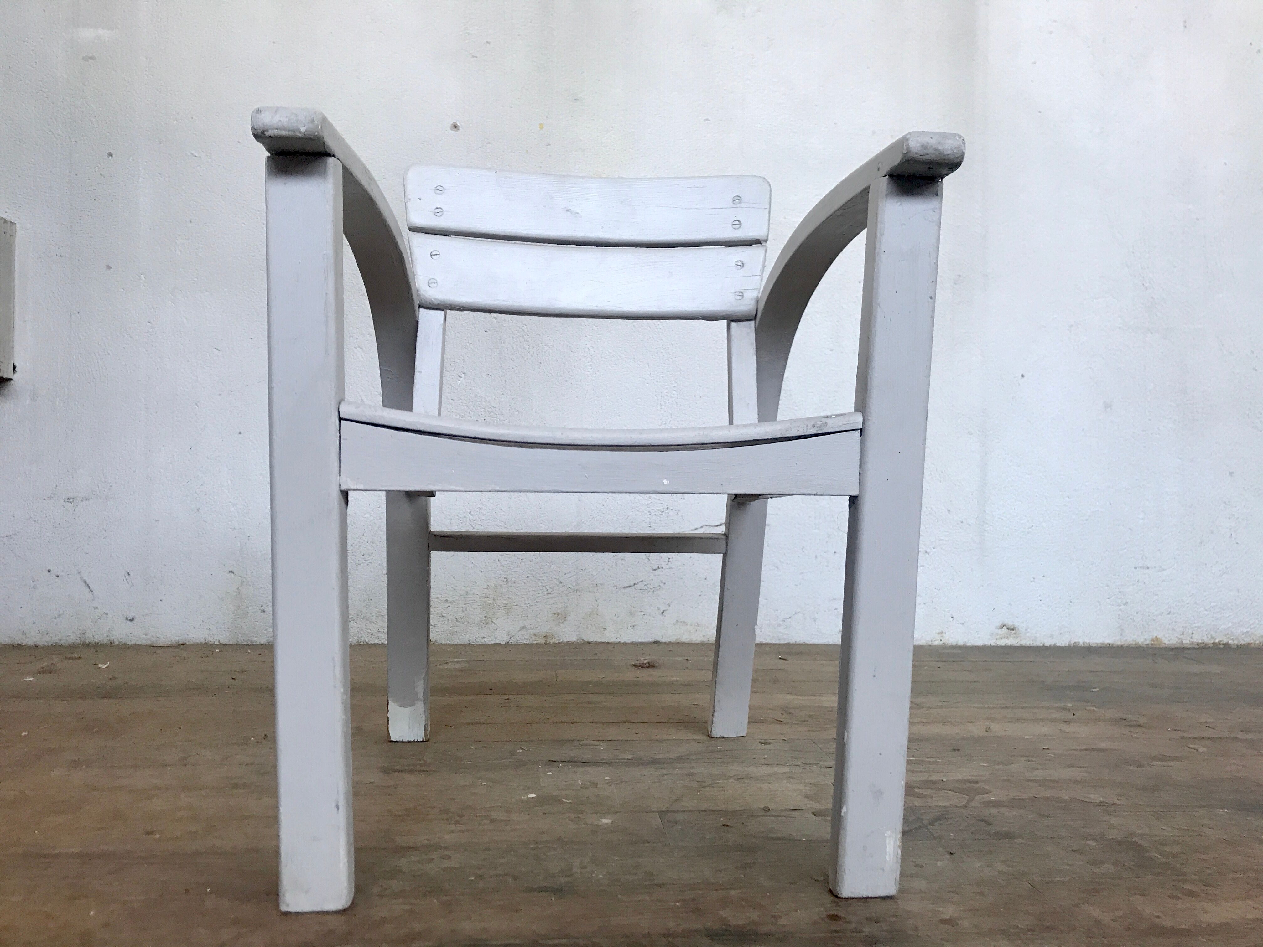 Fauteuil vintage pour enfant blanc, gris clair 1950