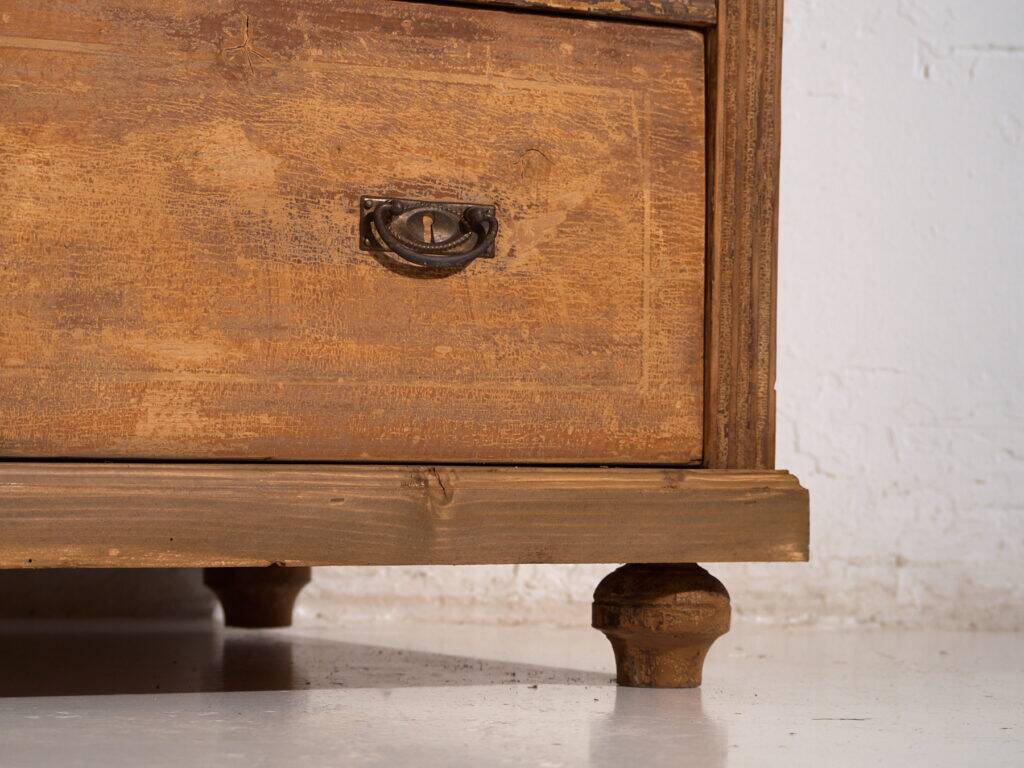Antique stripped pine chest of drawers – Primitive European rustic furniture – circa 1920 #109