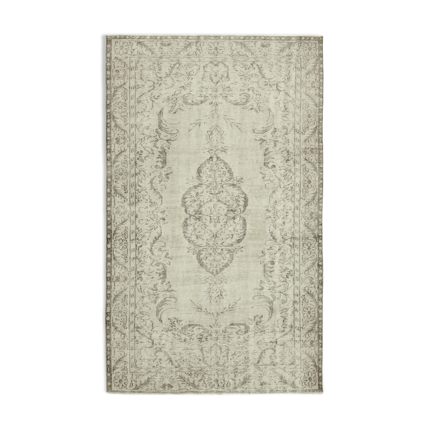 Handmade vintage oriental beige rug 169 cm x 291 cm