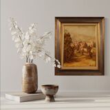 Italian signed painting country view dated 1977