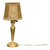 Solid brass table lamp with parchment effect shade – 1950s-60s