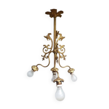 Antique 19th-century chandelier with 4 lights in gilded bronze, Napoleon III style - in working condition.