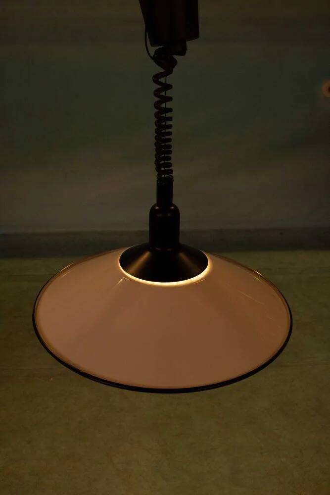 1970s Swedish minimalist Scandinavian suspension lamp with a pull switch.