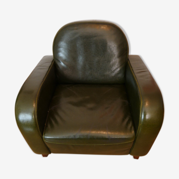 Green leather club chair