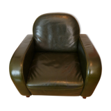 Fauteuil club cuir vert