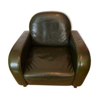 Fauteuil club cuir vert