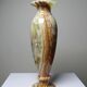 Vintage baluster vase in green striped onyx, Italy, mid-century.