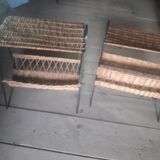 vintage RATTAN metal nightstand