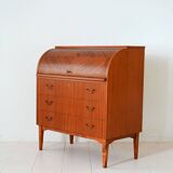 1950s roll-top mahogany secretaire desk