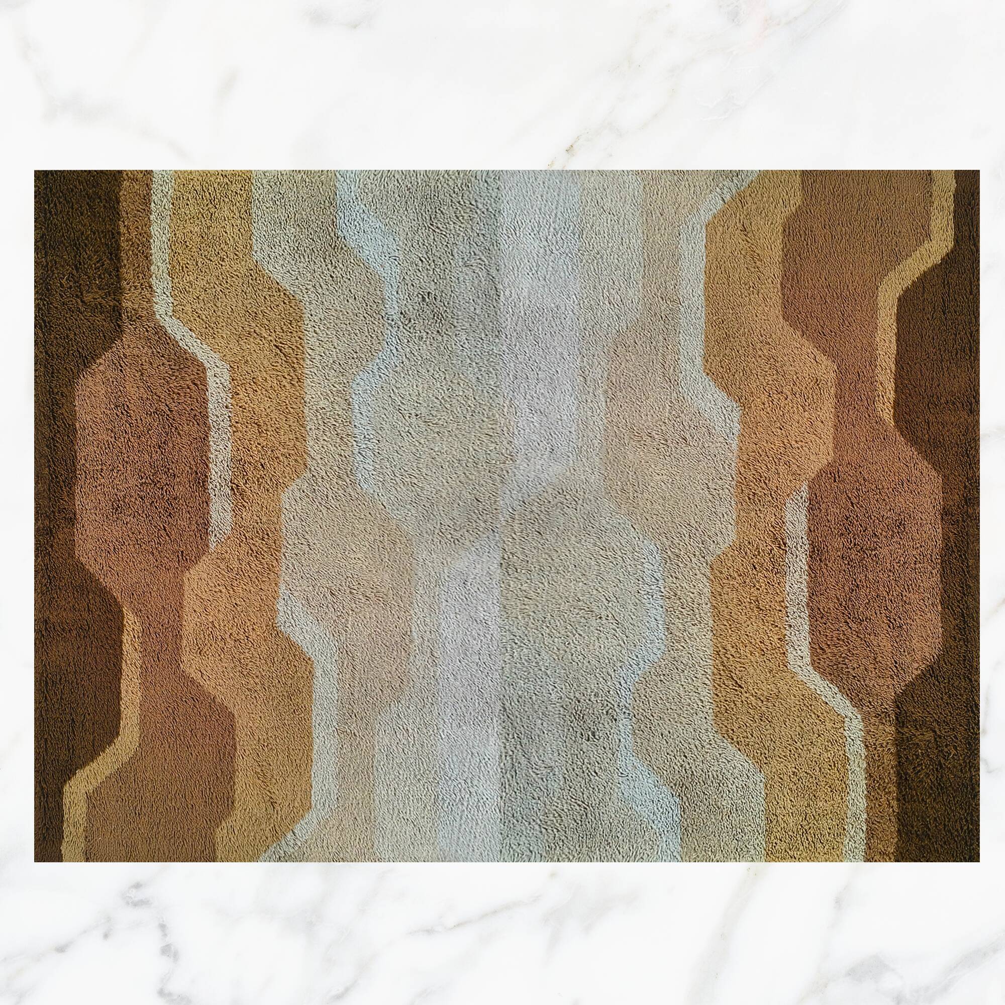 Mid-Century Modern Space Age Italian Wool Rug with Geometric Pattern, 1970s