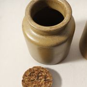 Set of 2 vintage mustard pots in brown glazed stoneware