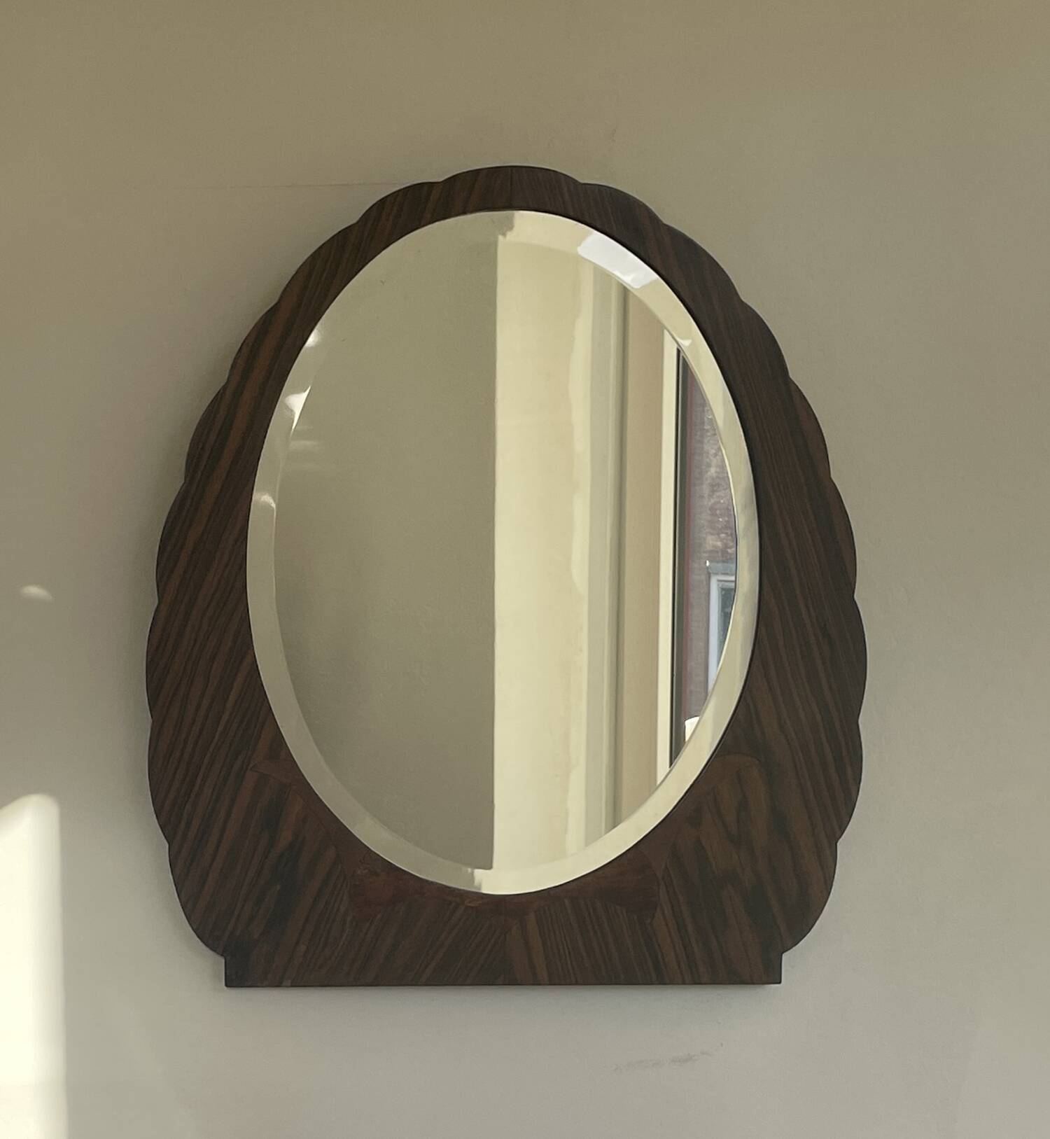 Art Deco, oval mirror from palisander wood