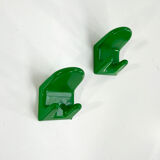 Set of 2 green hooks "2627" by Makio Hasuike for Gedy, 1970