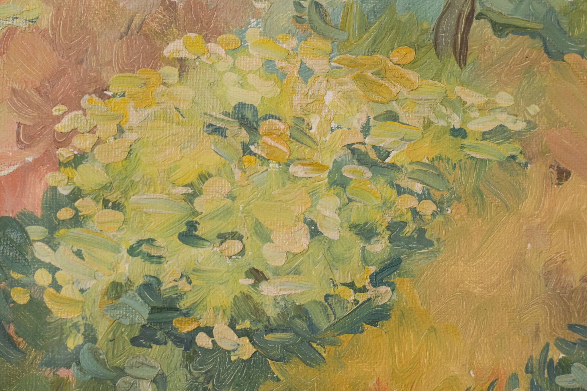Impressionist wooded landscape with flowers