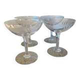 4 coupes à champagne en cristal