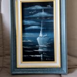 Sailboat painting on velvet