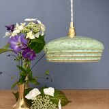 Vintage green and gold Clichy glass lampshade pendant light