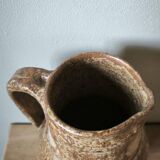 Vintage rustic stoneware carafe pitcher jug signed la hulotte caylus