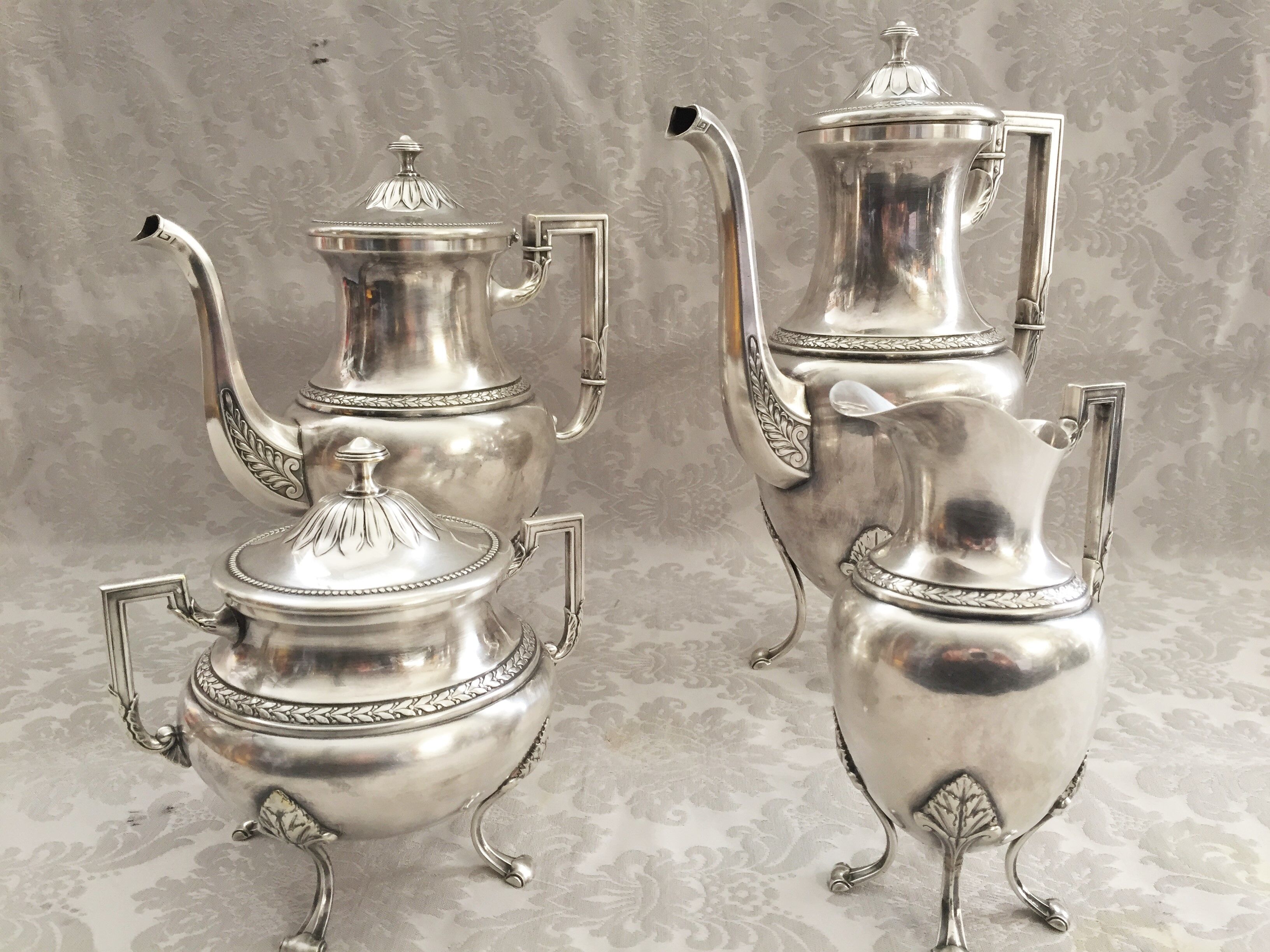 Tea & coffee service pieces jugendstil wmf 1910 art nouveau plaqué silver