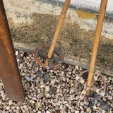 Wooden ski and its sticks