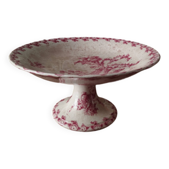 Gien iron earthenware compote bowl “Thistles” pink