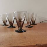 Lot de 6 verres art déco verre fumé
