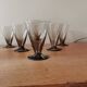 Set of 6 art deco smoked glass glasses