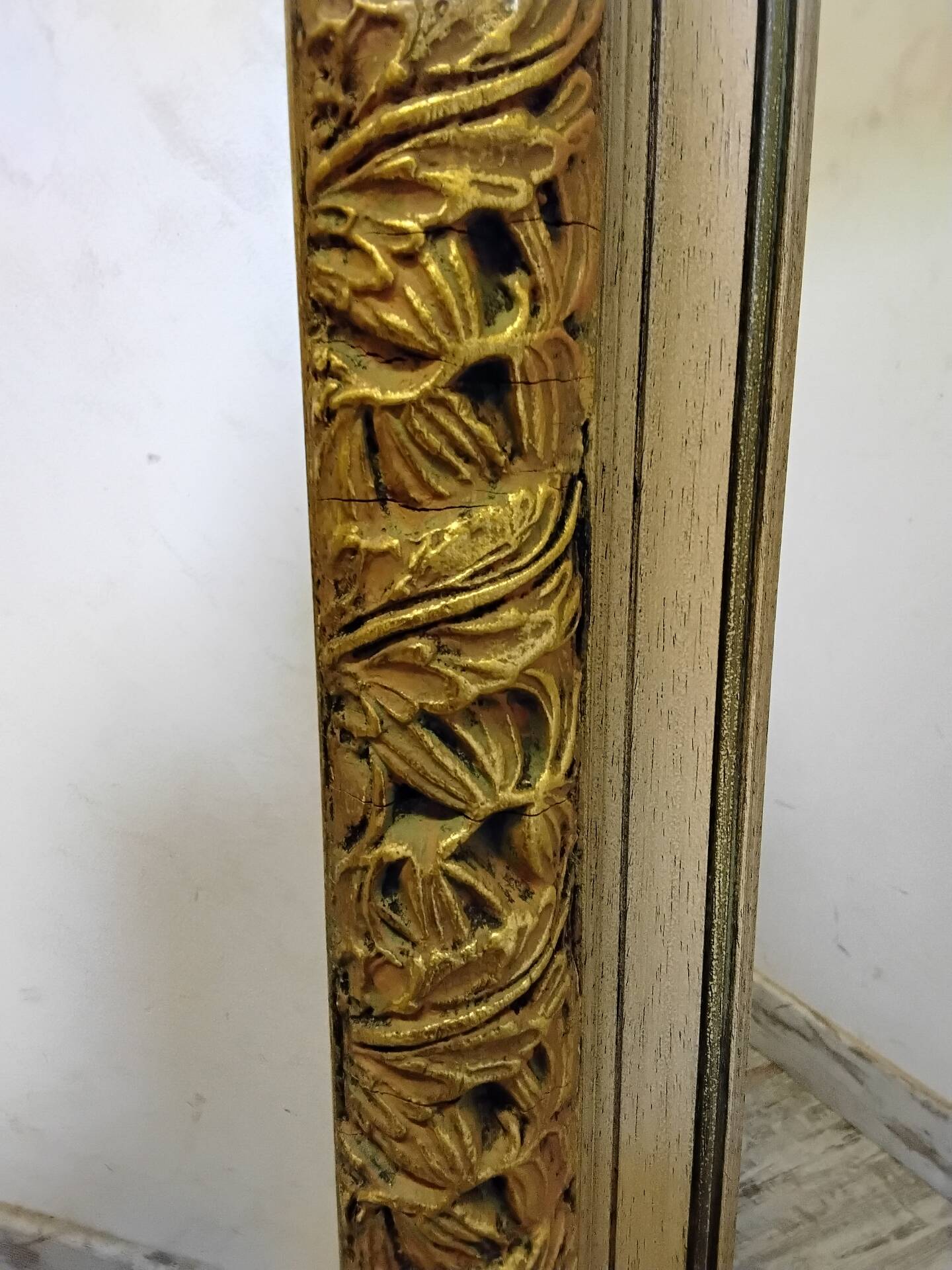 Large antique wooden mirror