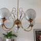 Glass and gold with stamps hanging lamp