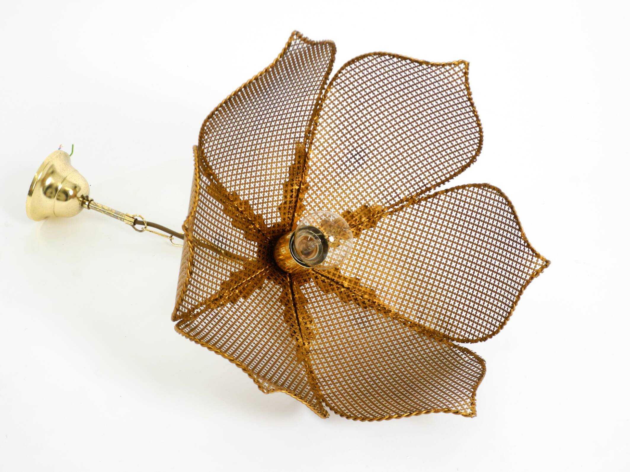 Beautiful rare 1980s Regency floral design brass ceiling lamp