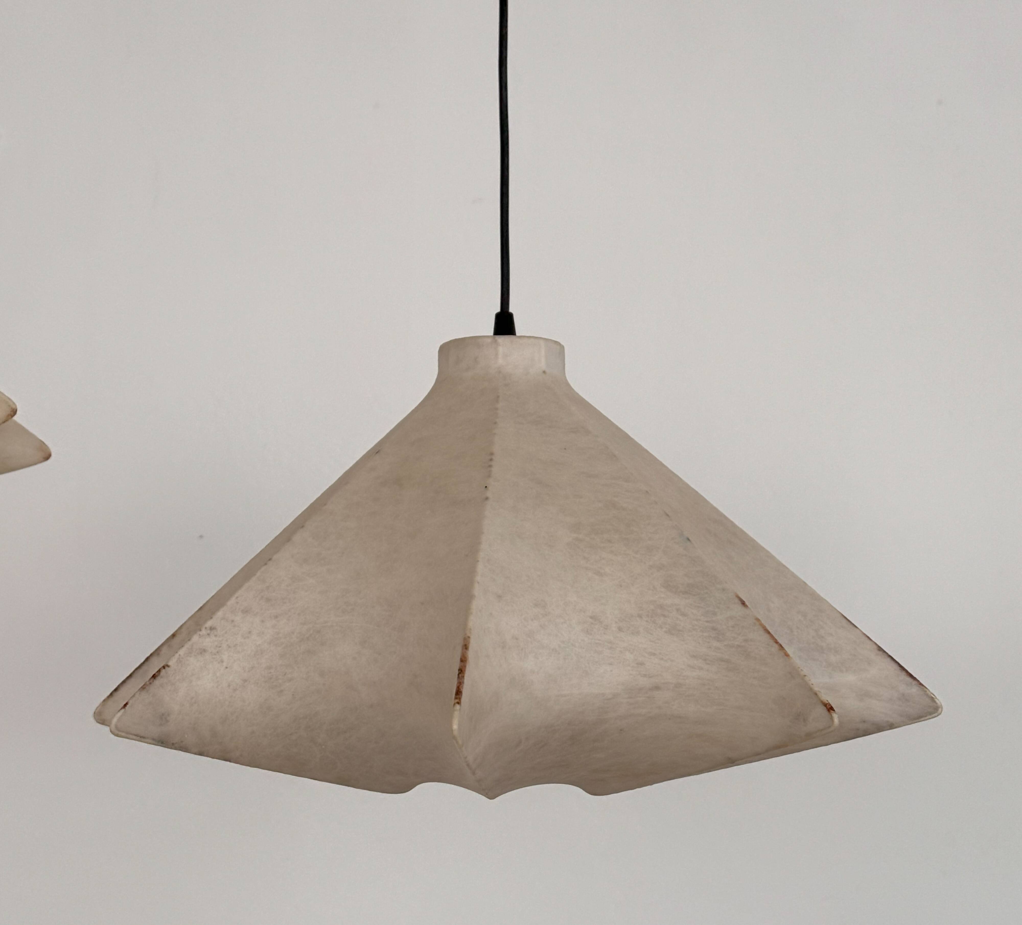 Pair of Italian Designer Cocoon Pendant lights original from the 1960s