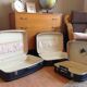 Set of three grey air hostess suitcases / vintage 60s-70s