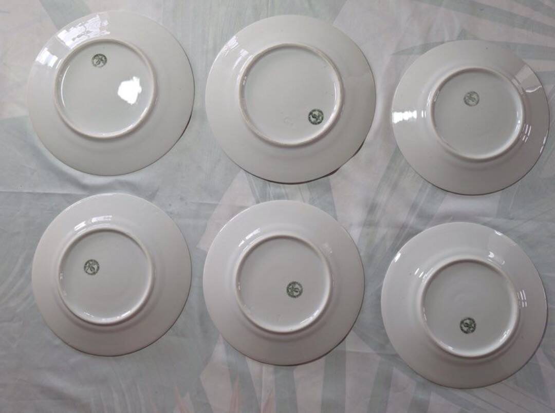 Antique service 31 pieces – S.P.M. Walküre Bavaria – Empire Green & lace