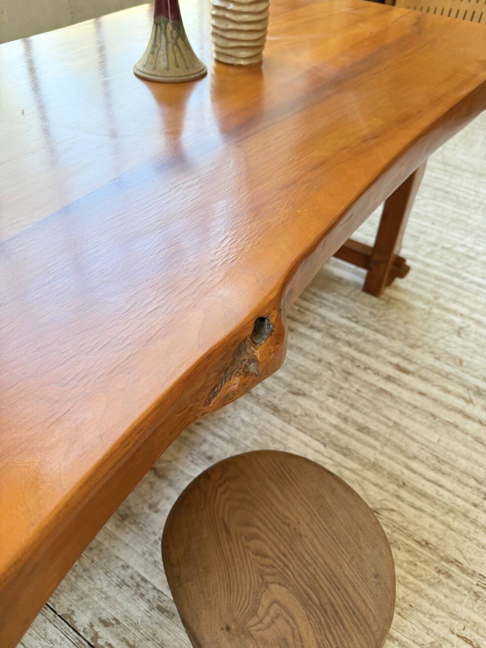 Aranjou farmhouse table in blond elm, 1950s