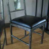 Pair of metal and industrial design leatherette chairs