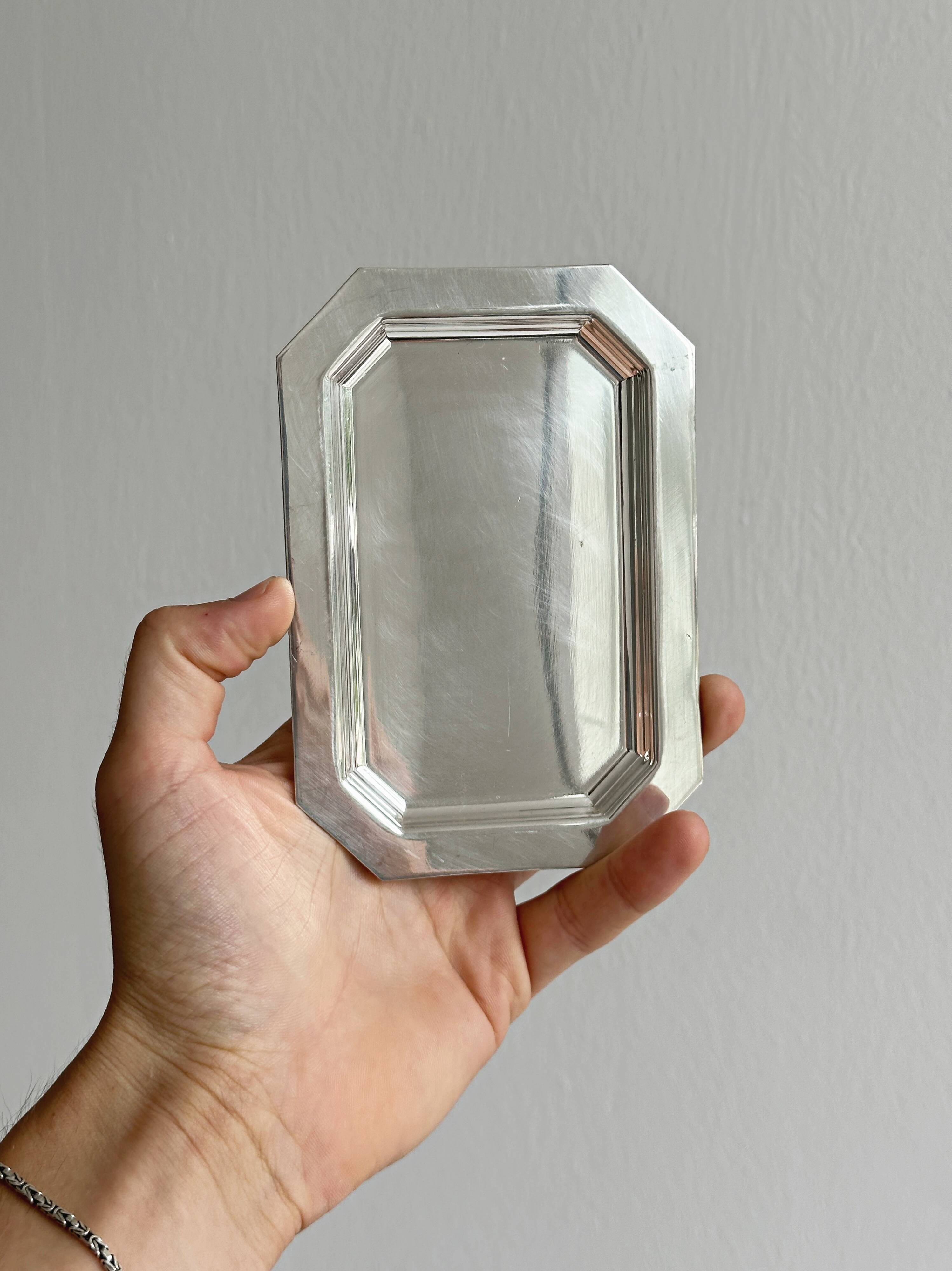 Set of 6 small silver-plated trays