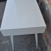 Mid-Century desk/console in dark blue and beige painted wood – Hungarian design from the 1960s.