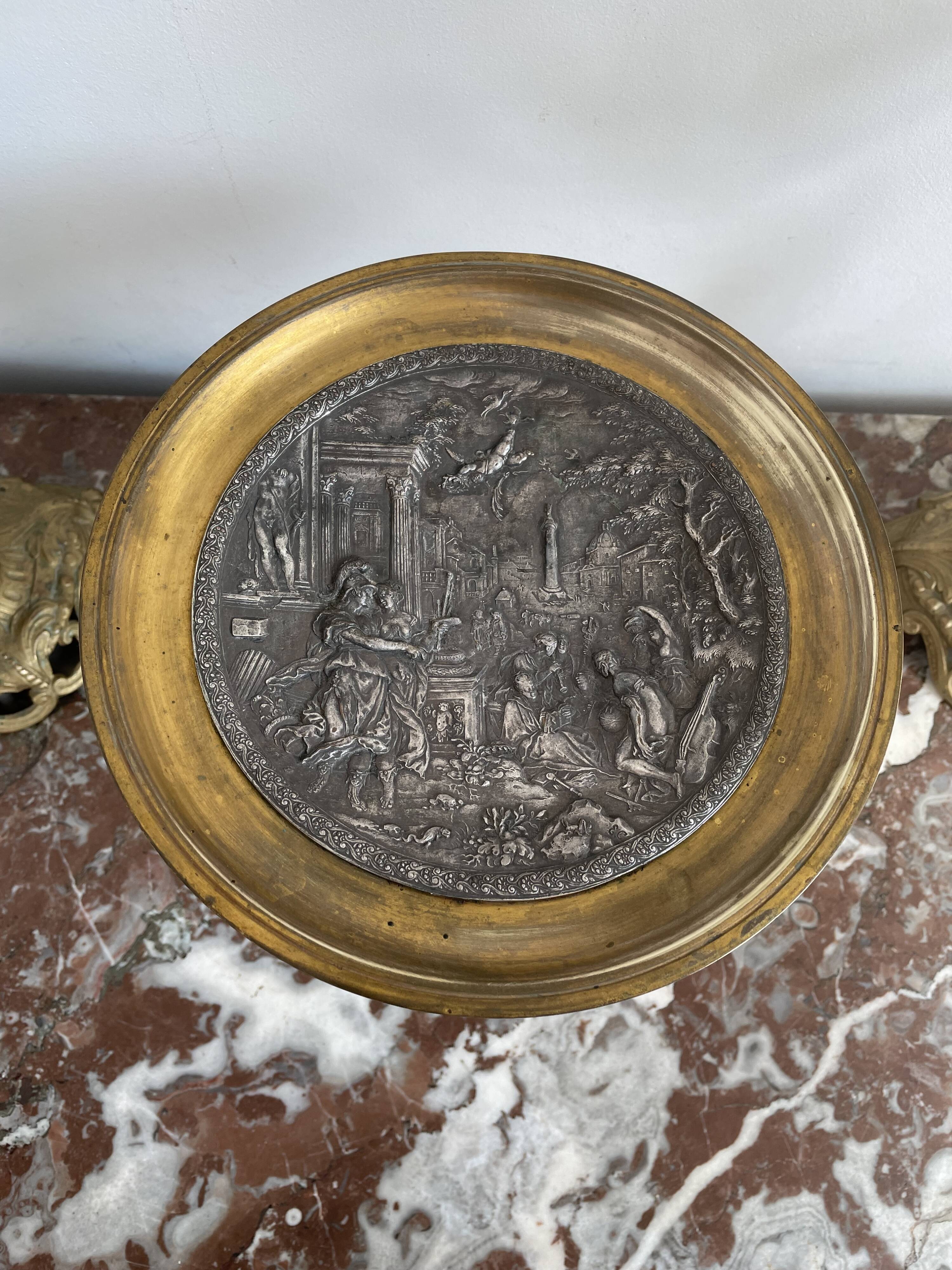 Antique, Standing cup, bronze, Napoleon III period, scene in the taste of antiquity, nineteenth, France