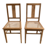 Paire de chaises cannées en chêne massif – rénovées