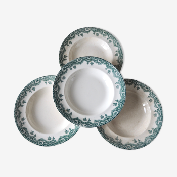 Set de 4 assiettes creuses Longwy, modèle Château